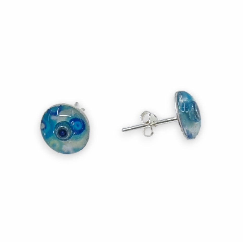 Blues and Cream Stud Earrings