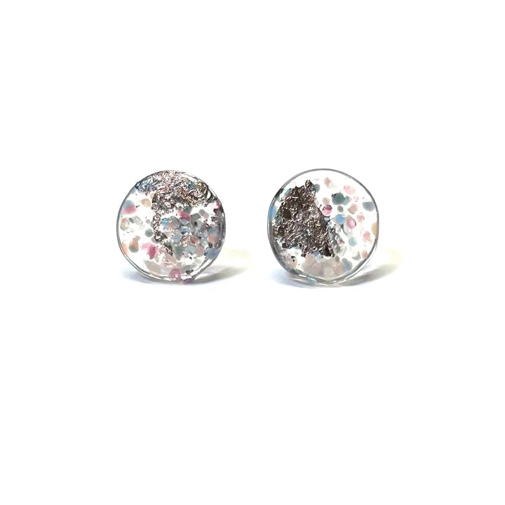 Midi Glass and Palladium Mottled Stud Earrings - Skye