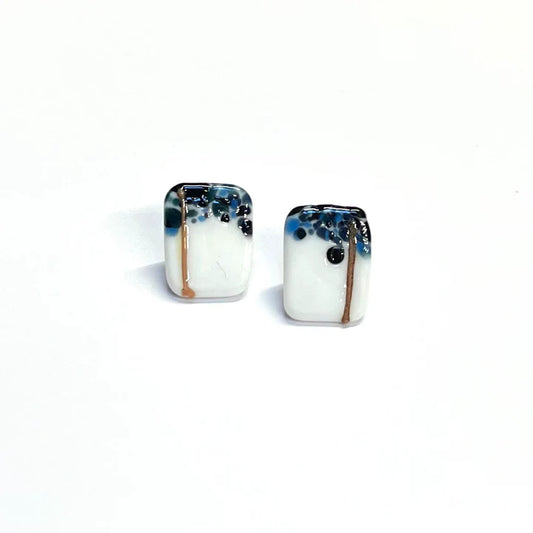 Glass Panel Stud Earrings - Edo