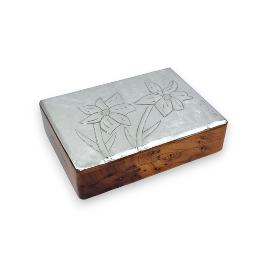 Daffodils (6 section) - Wood and Pewter Box