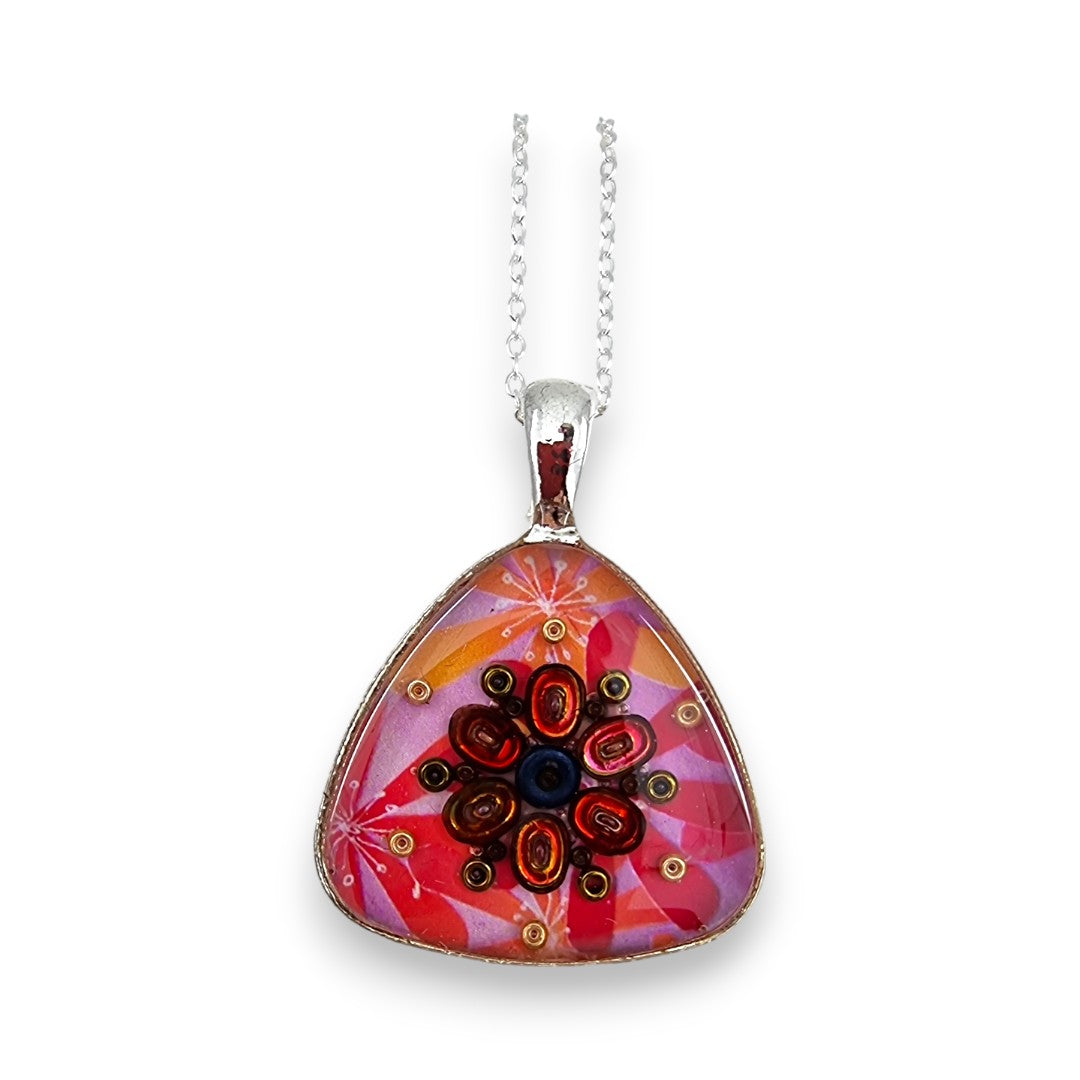 Triangular Pendent - Pink and Orange