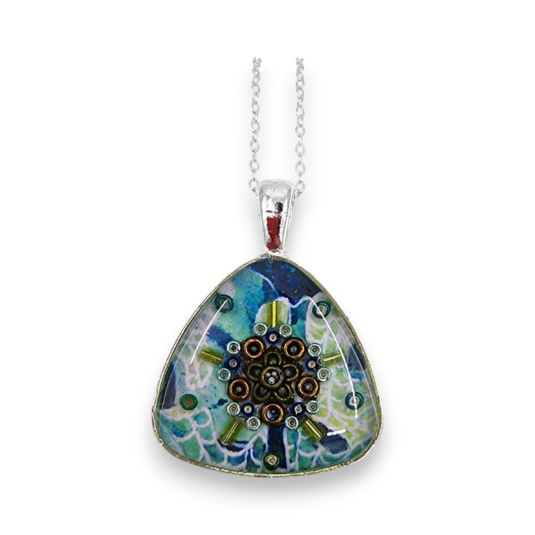 Triangular Pendent - Green & Blue