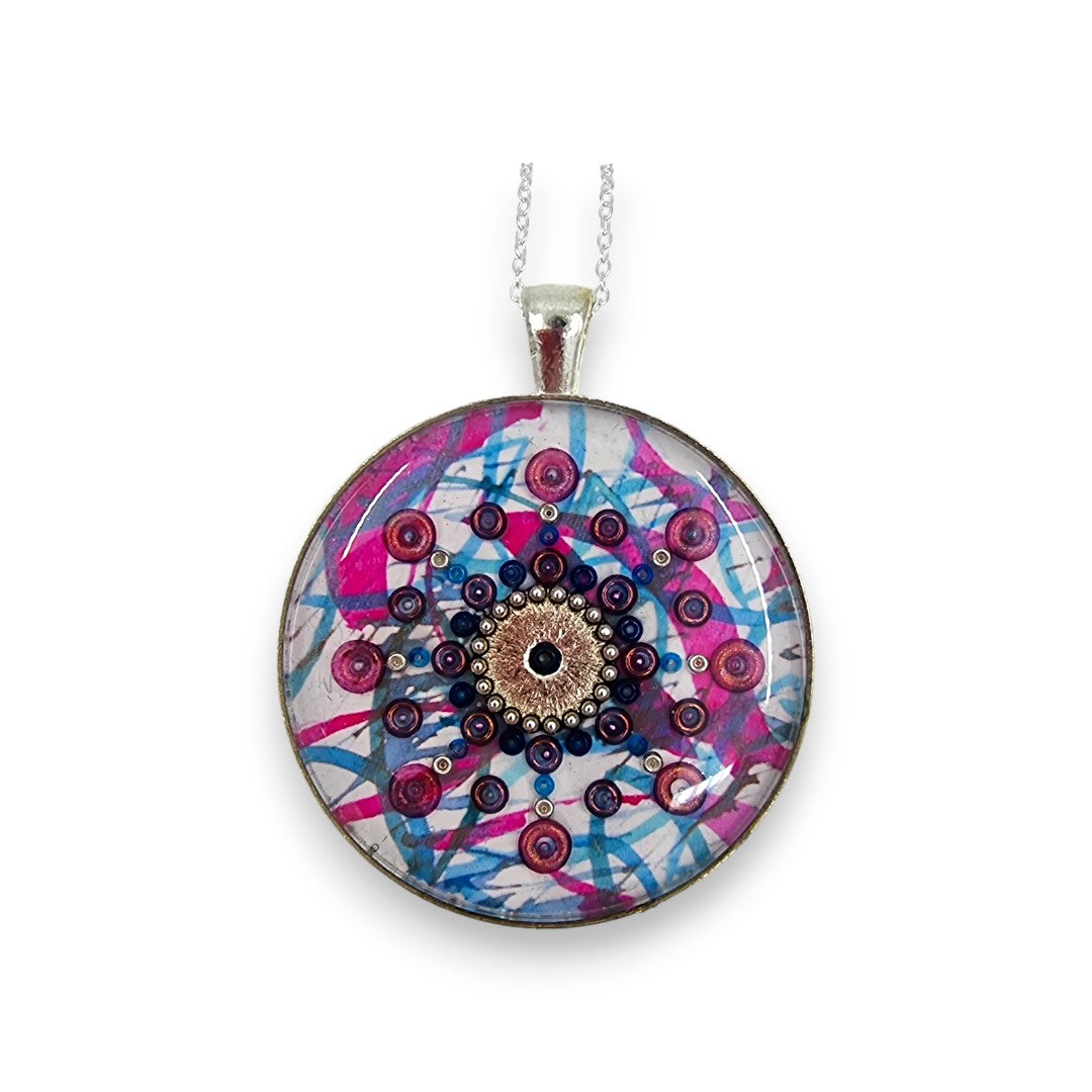 Large Circular Pendant - Pink & Blue