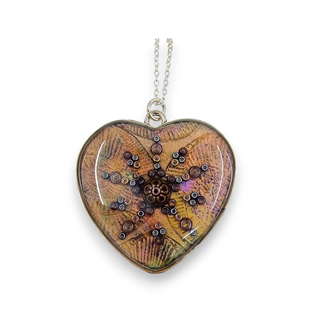 Dark Yellow & Pink Heart Pendent