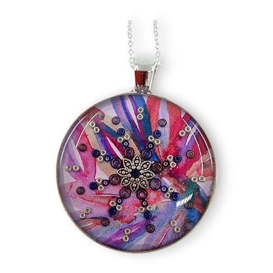 Large Circular Pendant - Pink & Purple