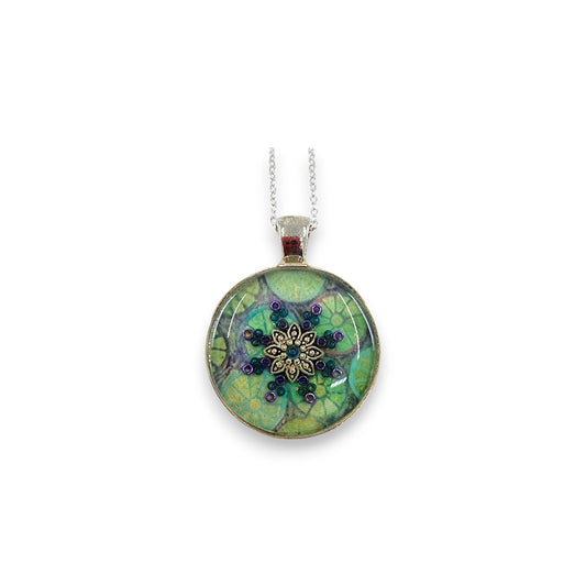 Small Circular Pendant - Green & Blue