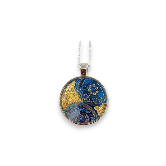 Small Circular Pendant - Blue & Gold