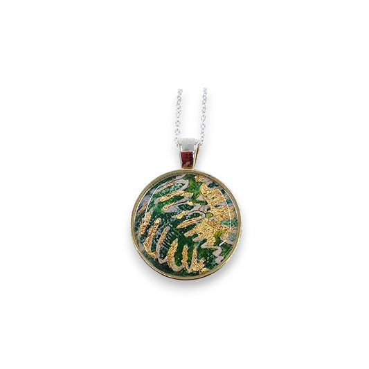 Small Circular Pendant - Green & Gold