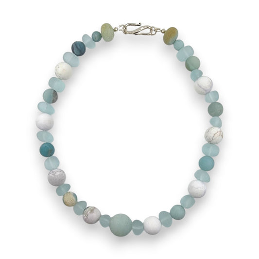 Necklace - Amazonite, Sea Glass & Magnasite