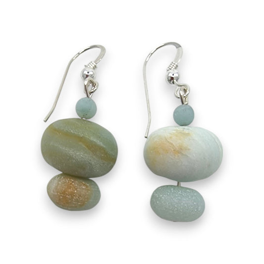 Earrings - Amazonite, Sea Glass & Magnasite