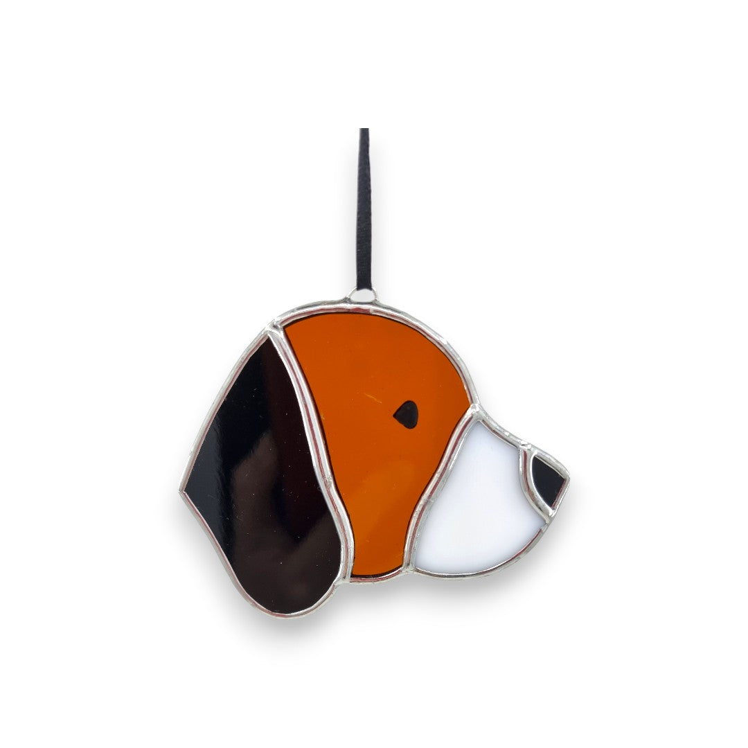 Dog - Beagle Head (Black Ear) Hanger - Stained Glass