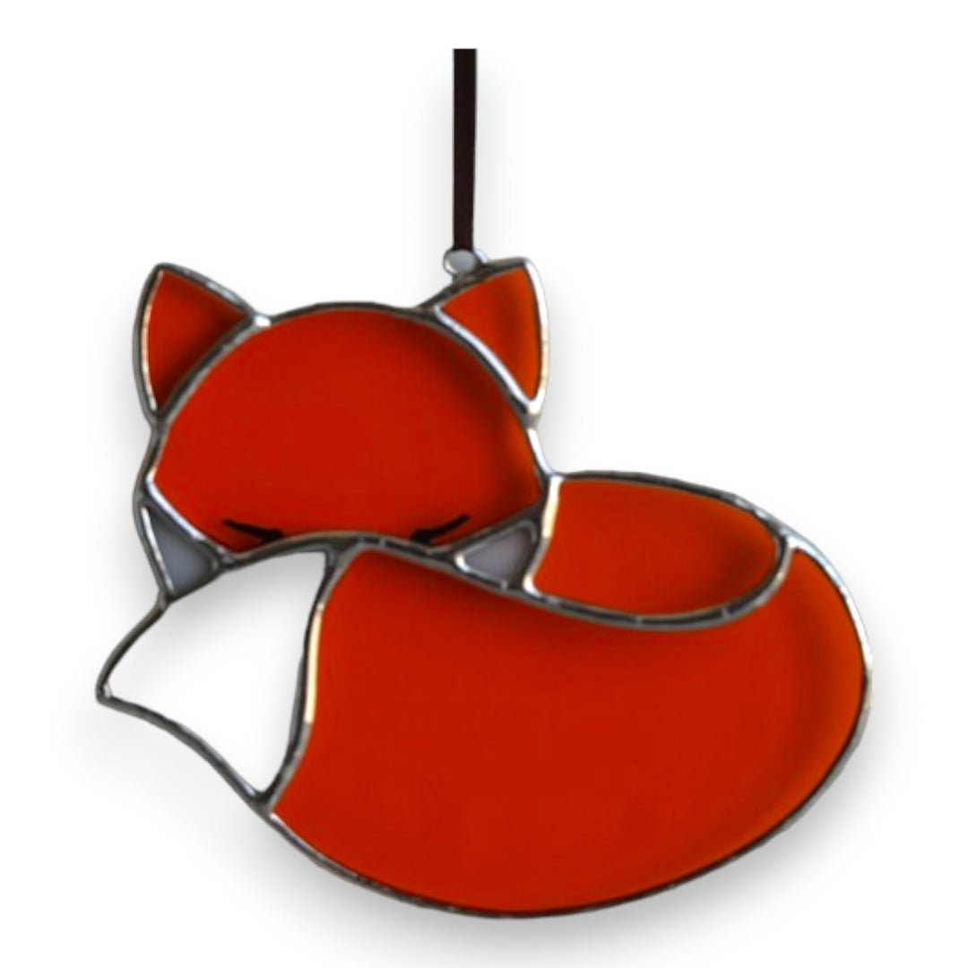 Fox Curled Up Hanger - Stained Glass