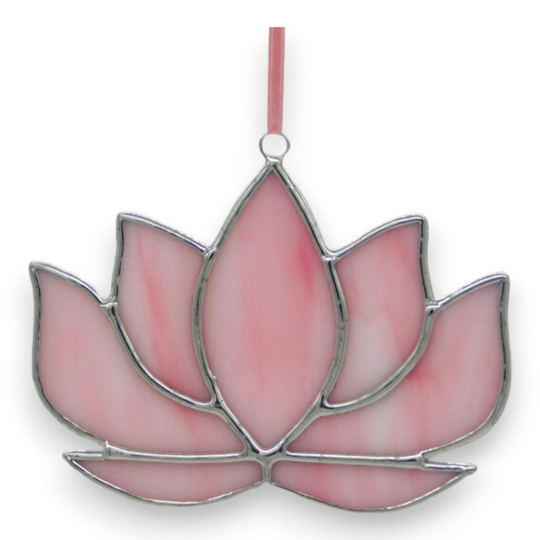 Lotus Flower Suncatcher/Window Hanger - Pink Stained Glass