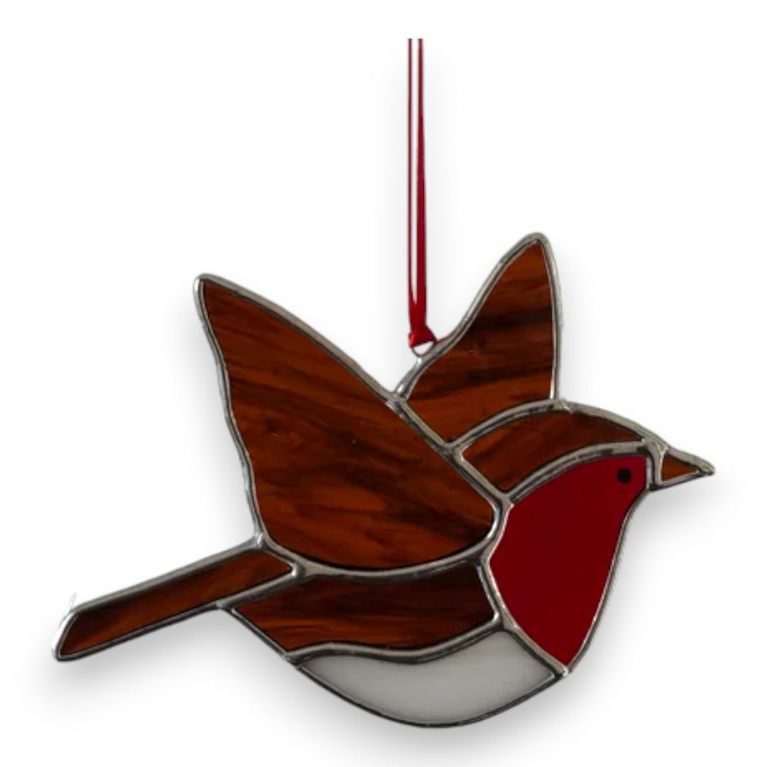 Robin Flying Suncatcher/Window Hanger - Stained Glass