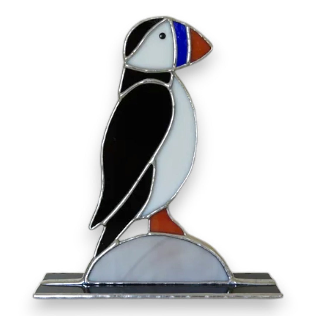 Freestanding Puffin on Rock - Stained Glass