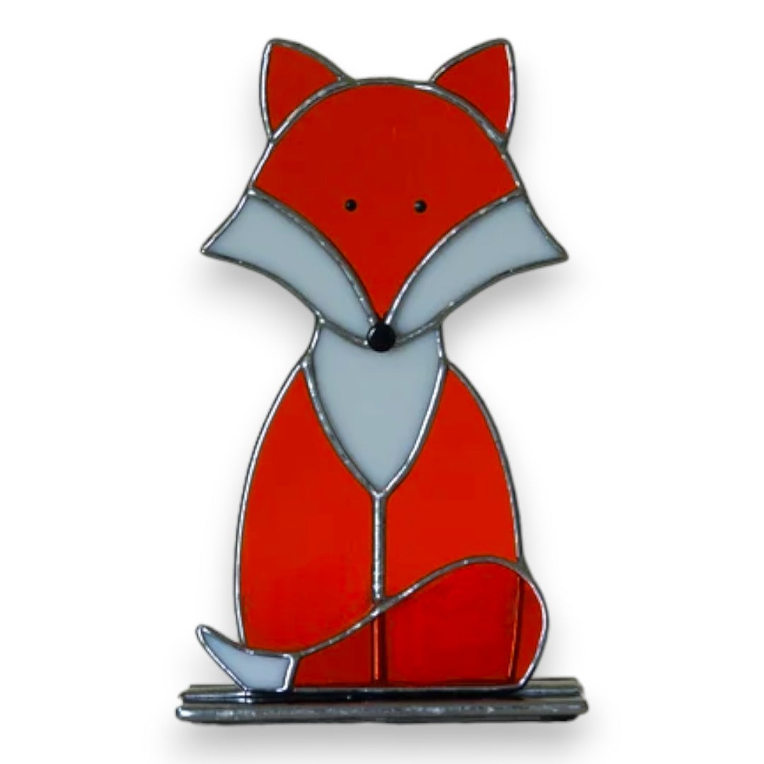 Freestanding Fox Sitting on Glass - Stained Glass