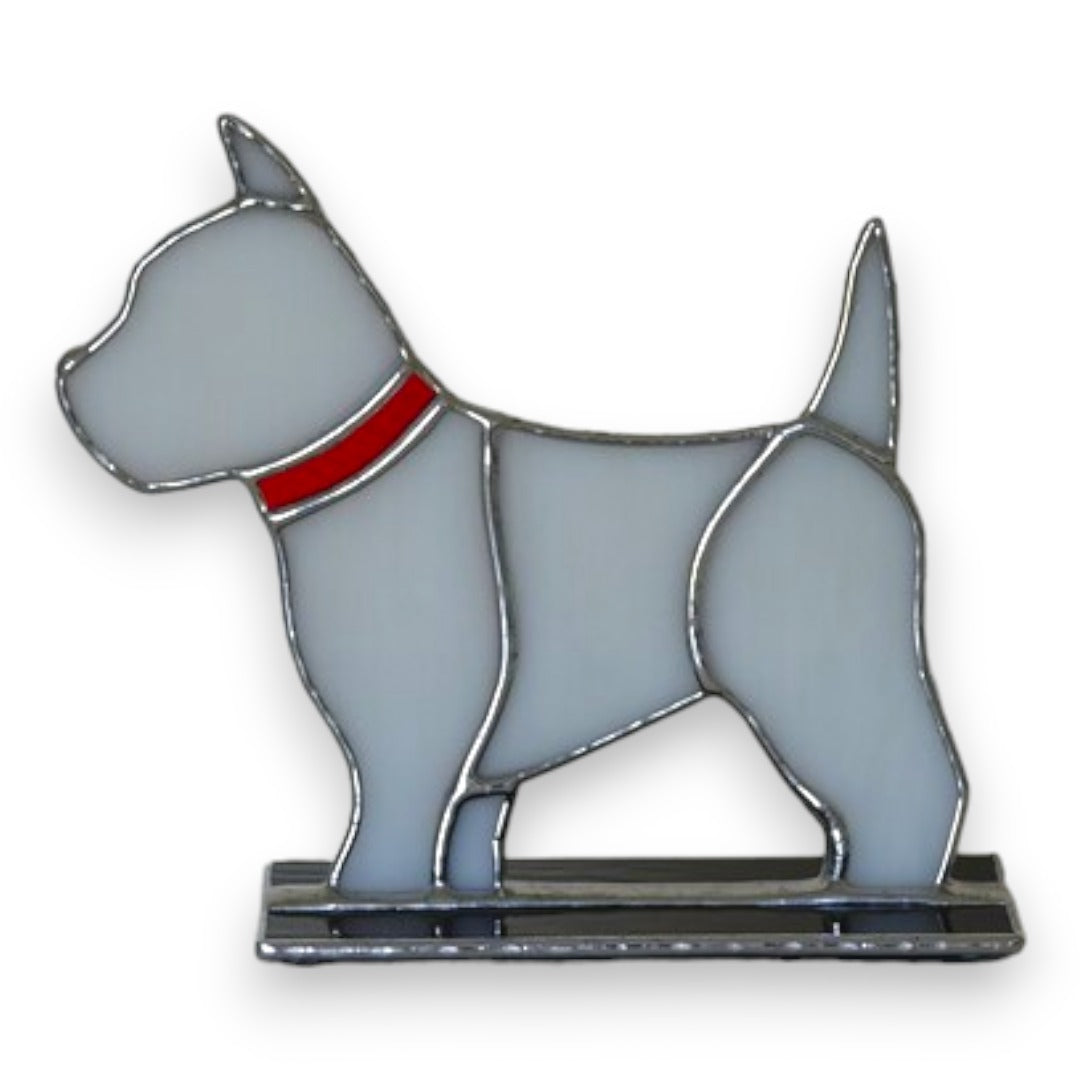 Freestanding Westie Dog on Glass base (Large) - Stained Glass