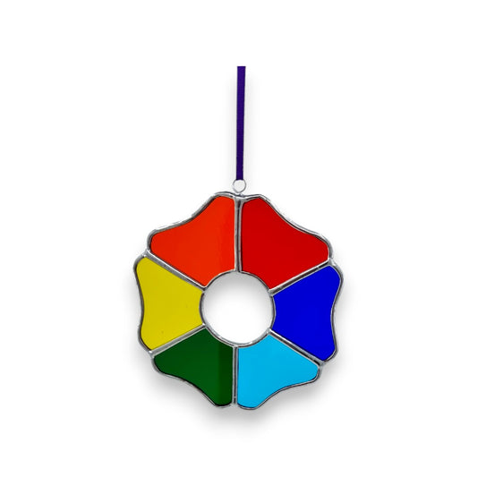 Flower (Open) Hanger/Suncatcher - Rainbow Stained Glass