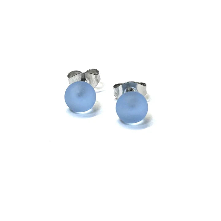 Frosted - Lake Blue Stud Earrings