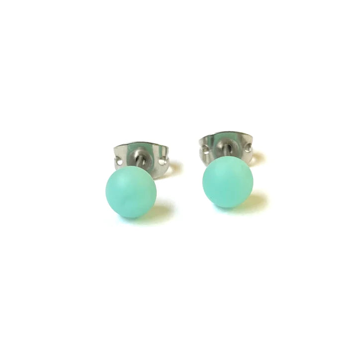 Frosted - Jade Glass Stud Earrings