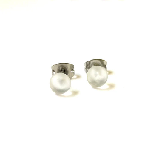 Frosted - Clear Glass Stud Earrings