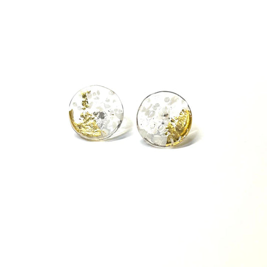 Midi Glass and Gold Mottled Stud Earrings - Lace