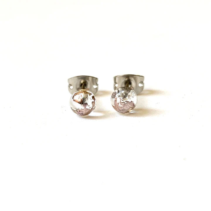 Mini - Clear Glass and Palladium Stud Earrings